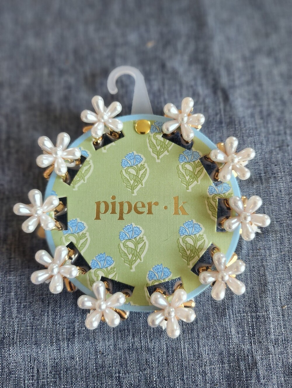 Piper K Pearl Daisy Mini Claw Hair Clips – White and Gold New